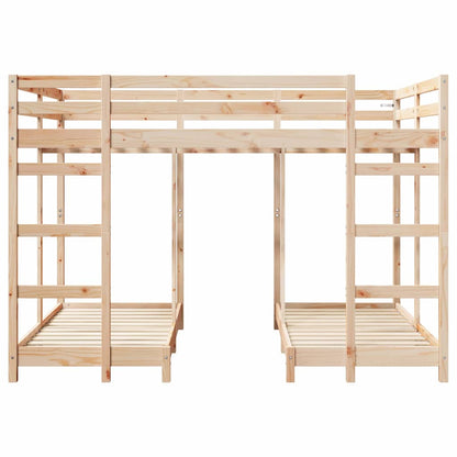 vidaXL Triple Bunk Bed Frame Brown 140 x 200 cm Solid Pine Wood 4