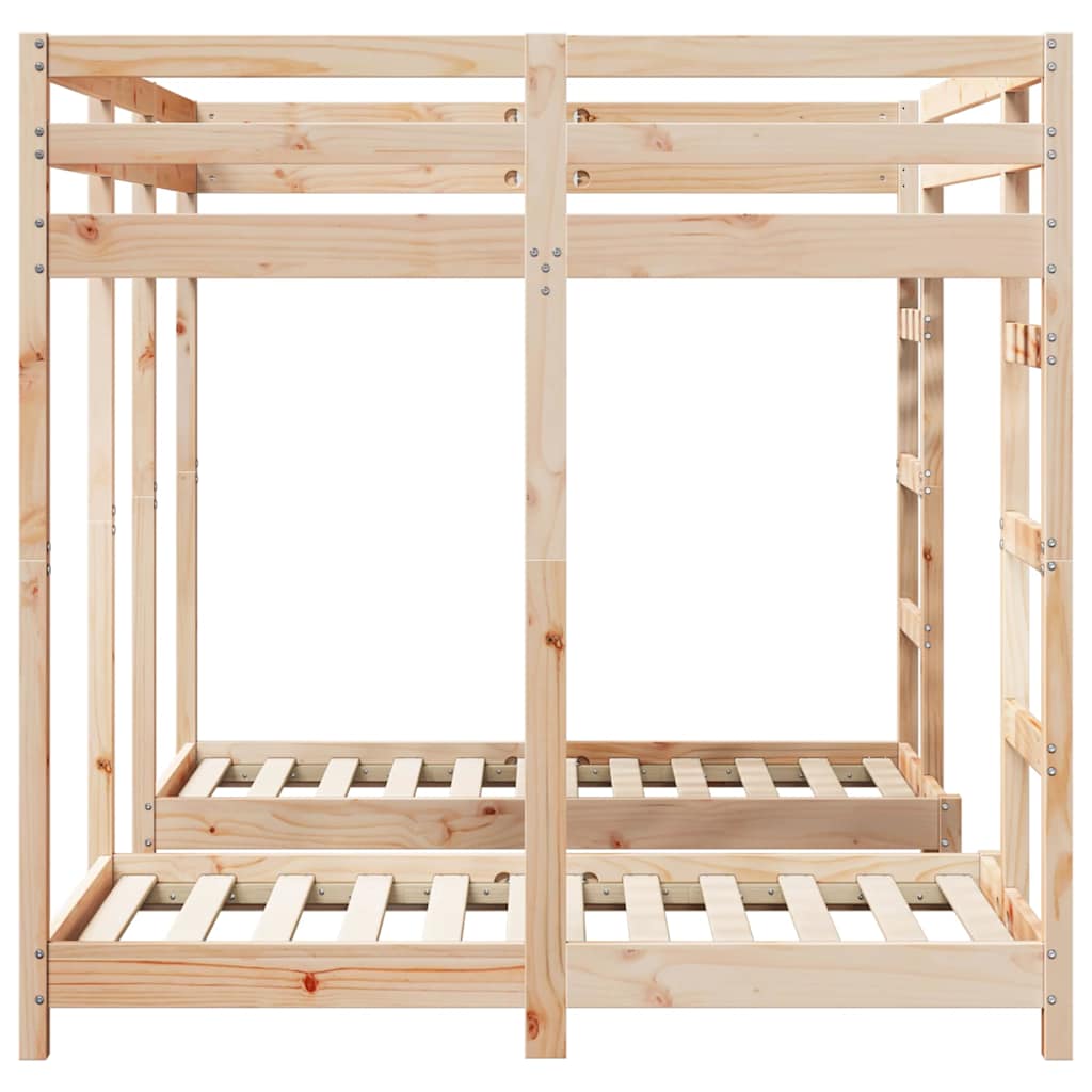 vidaXL Triple Bunk Bed Frame Brown 140 x 200 cm Solid Pine Wood 5