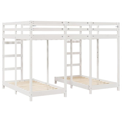 vidaXL Triple Bunk Bed Frame White 140 x 200 cm Solid Pine Wood 6