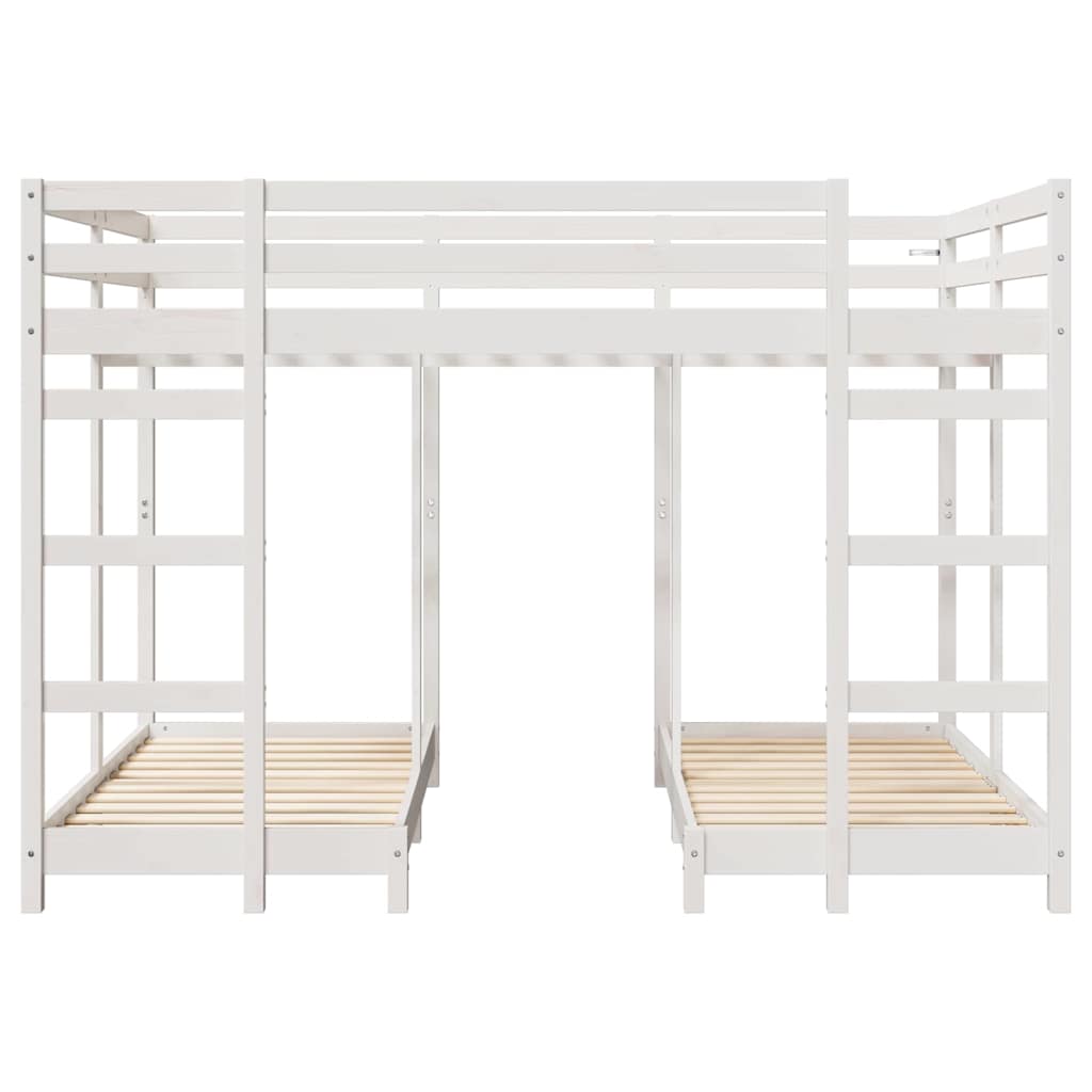vidaXL Triple Bunk Bed Frame White 140 x 200 cm Solid Pine Wood 4