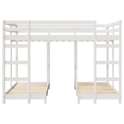 vidaXL Triple Bunk Bed Frame White 140 x 200 cm Solid Pine Wood 4