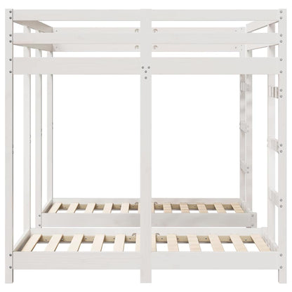 vidaXL Triple Bunk Bed Frame White 140 x 200 cm Solid Pine Wood 5