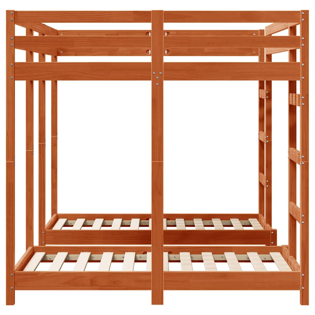 vidaXL Triple Bunk Bed Frame Wax brown 140 x 200 cm Solid Pine Wood 5
