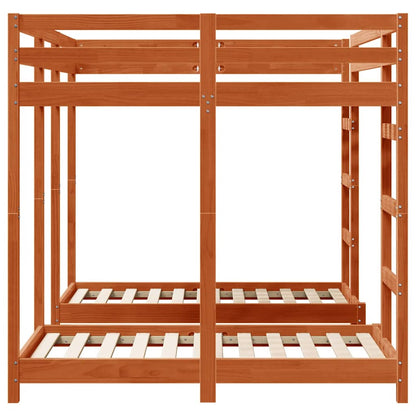 vidaXL Triple Bunk Bed Frame Wax brown 140 x 200 cm Solid Pine Wood 5