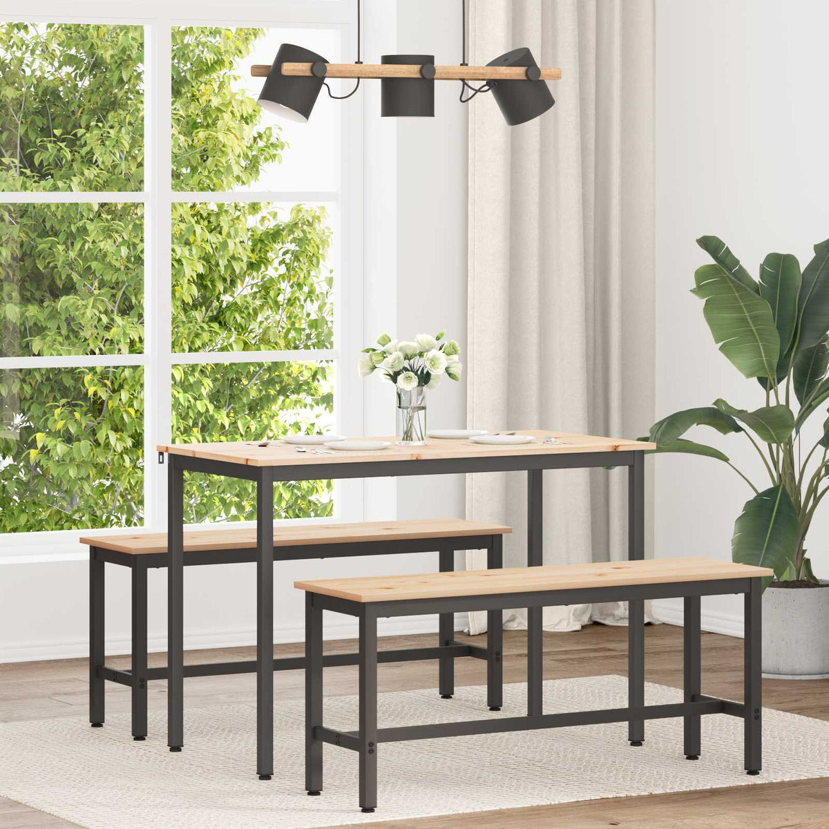 Dining Table Solid Pine Wood Natural 110 cm 55 cm