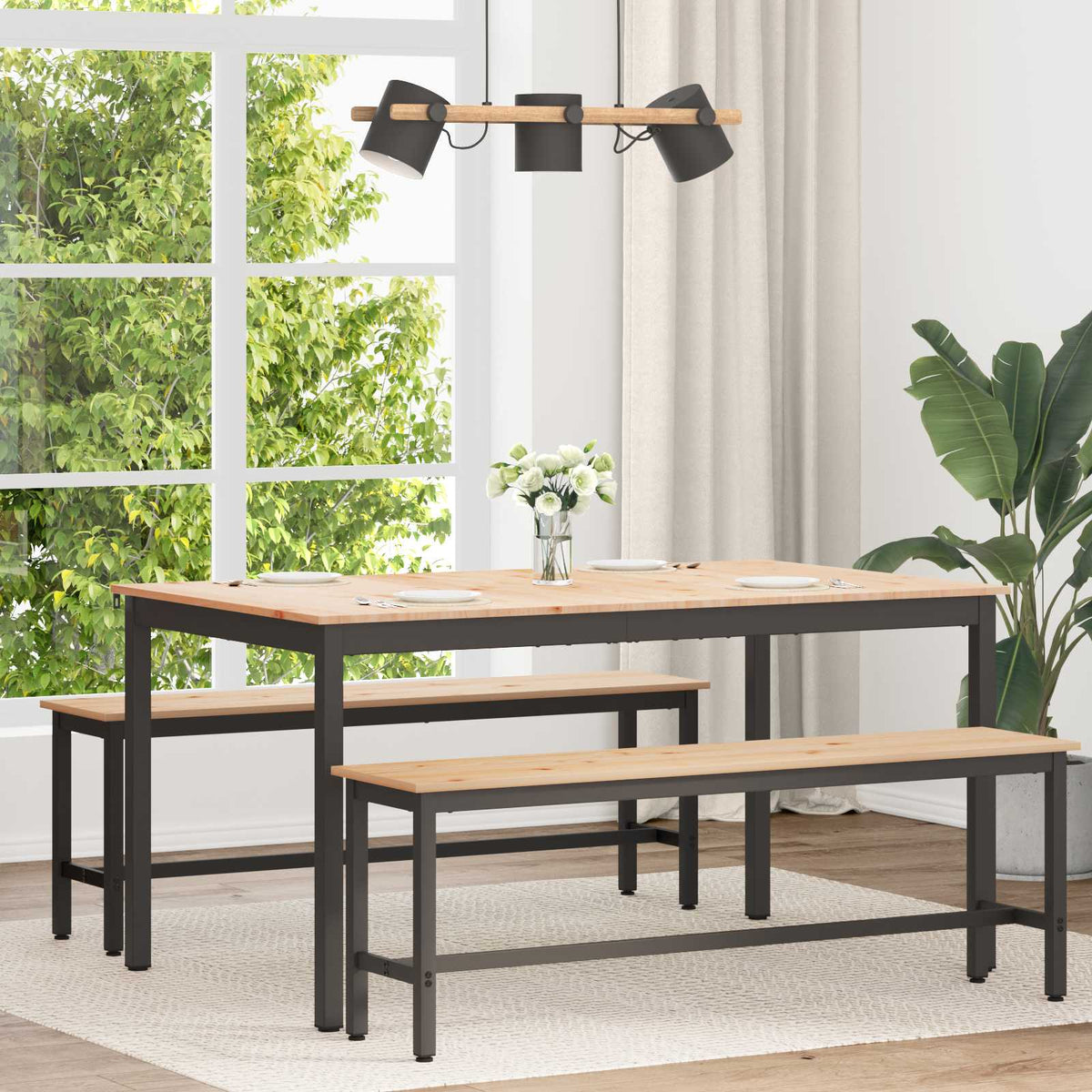 Dining Table Solid Pine Wood Natural 150 cm 90 cm