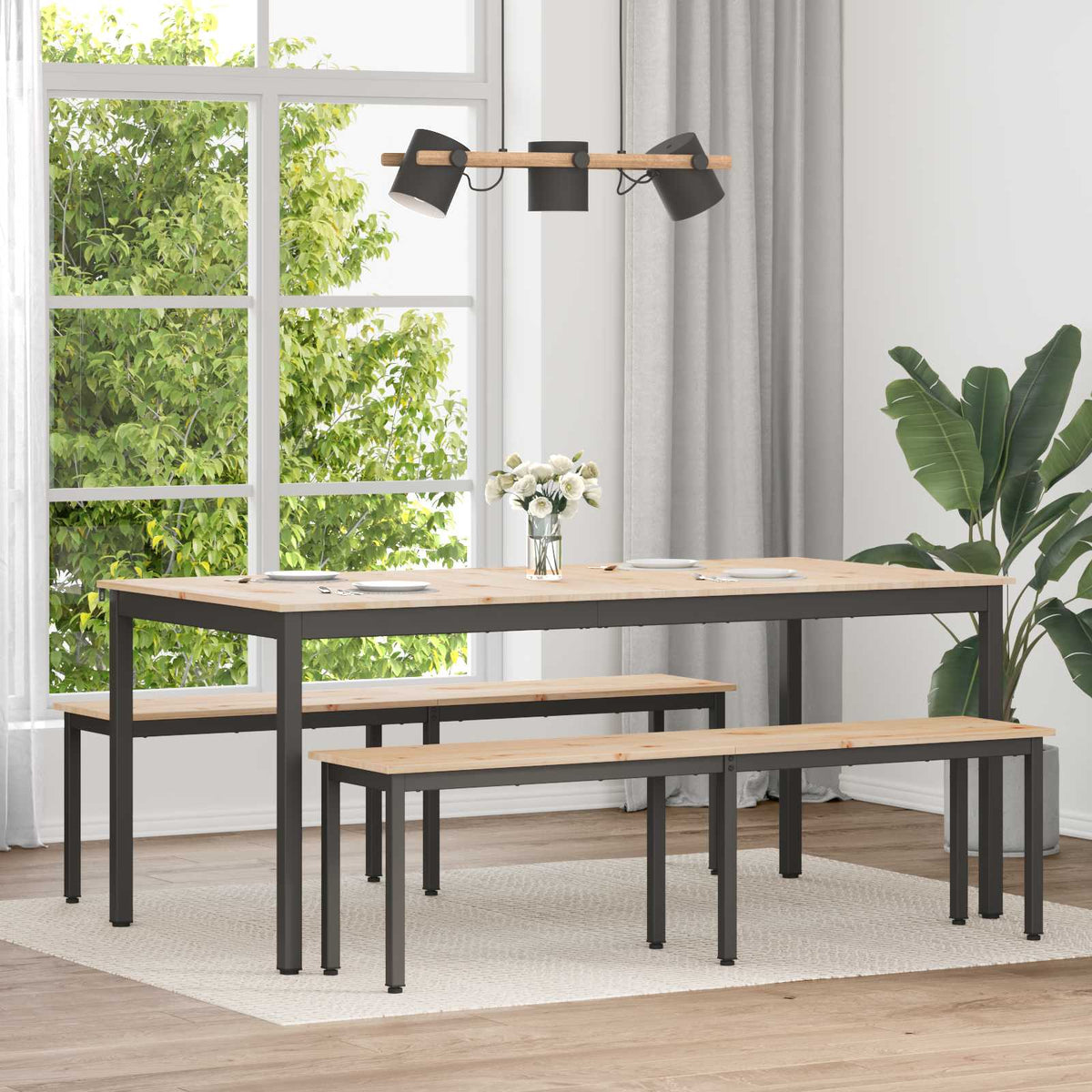 Dining Table Solid Pine Wood Natural 180 cm 90 cm