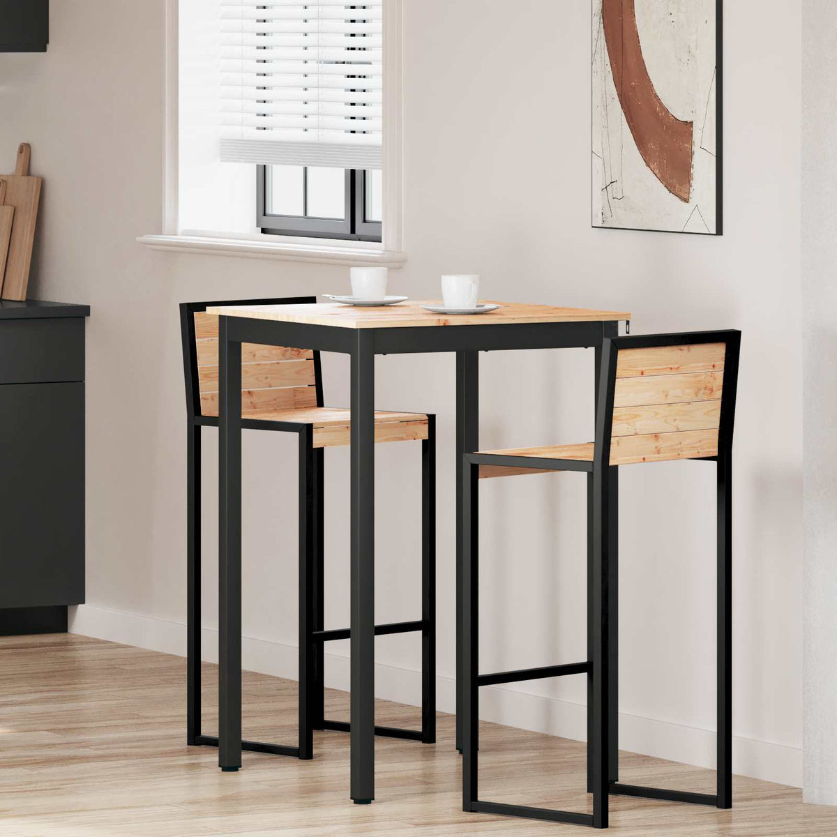 Bar Table Solid Pine Wood Natural 70 cm 70 cm