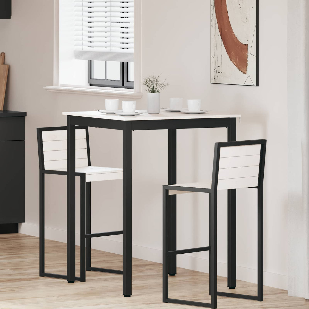 Bar Table Solid Pine Wood White 80 cm 80 cm