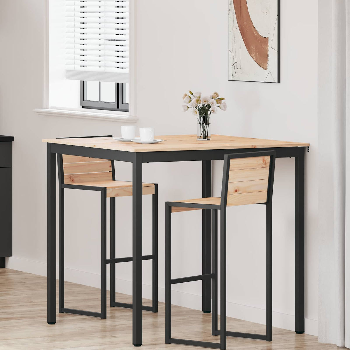 Bar Table Solid Pine Wood Natural 110 cm 110 cm