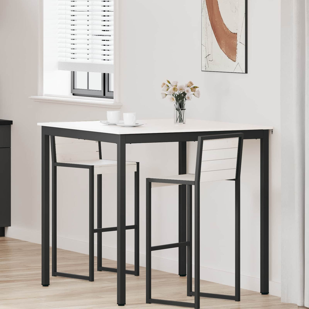 Bar Table Solid Pine Wood White 110 cm 110 cm