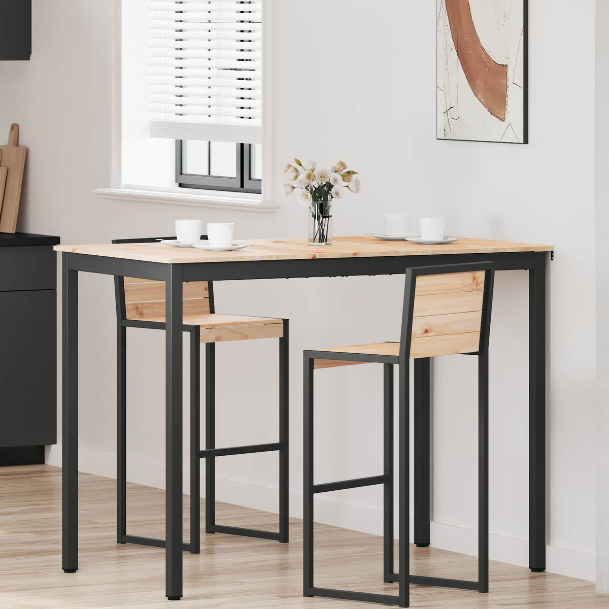 Bar Table Solid Pine Wood Natural 140 cm 80 cm