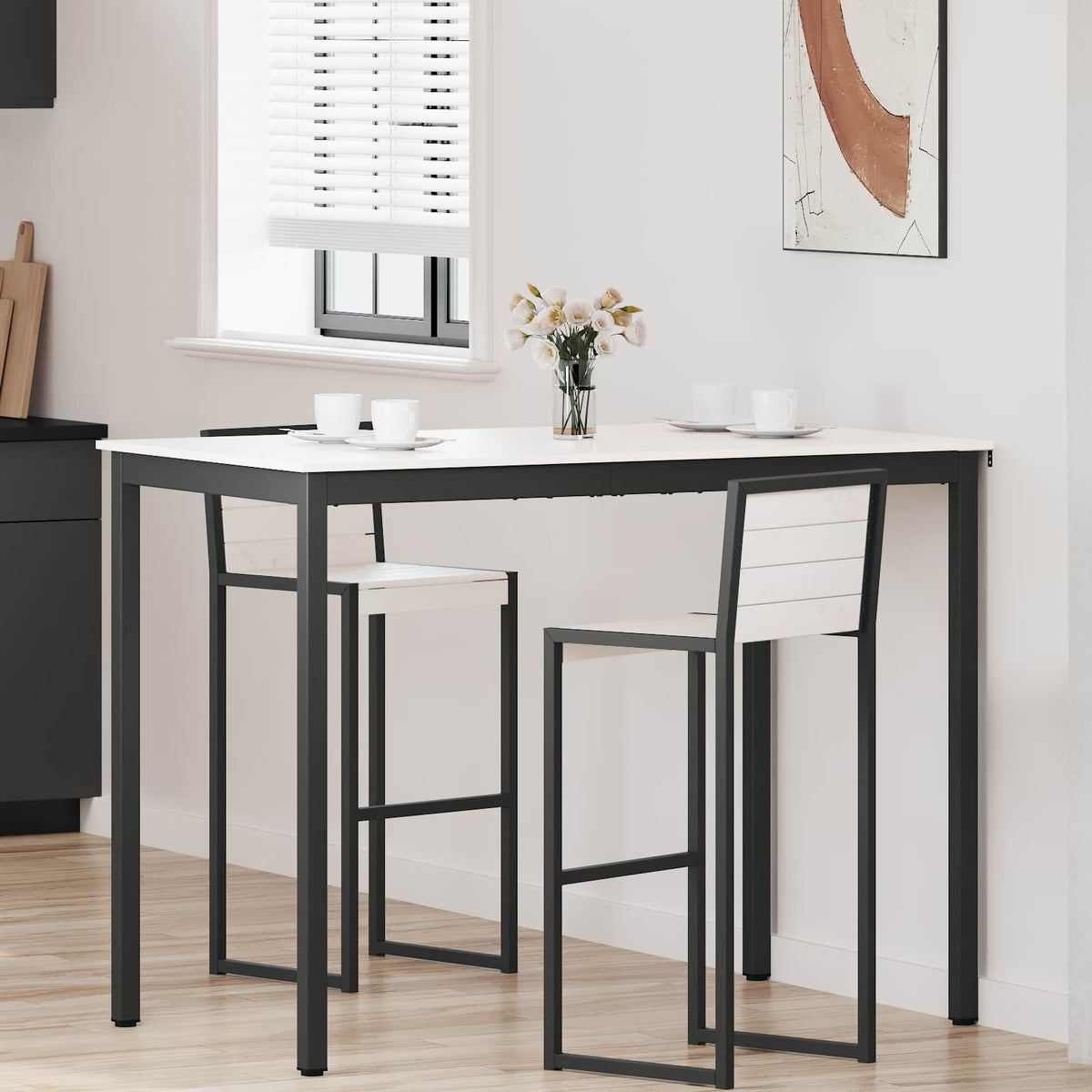 Bar Table Solid Pine Wood White 140 cm 80 cm