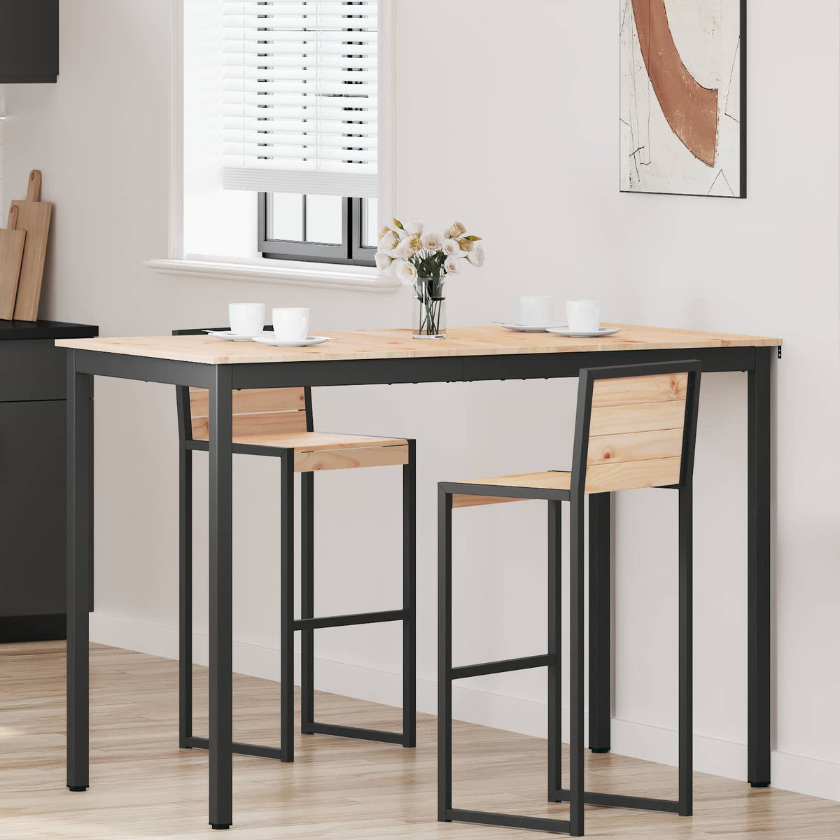 Bar Table Solid Pine Wood Natural 150 cm 80 cm