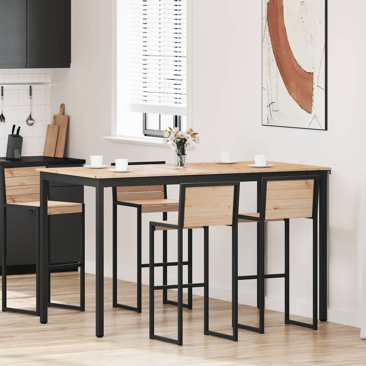 Bar Table Solid Pine Wood Natural 180 cm 90 cm
