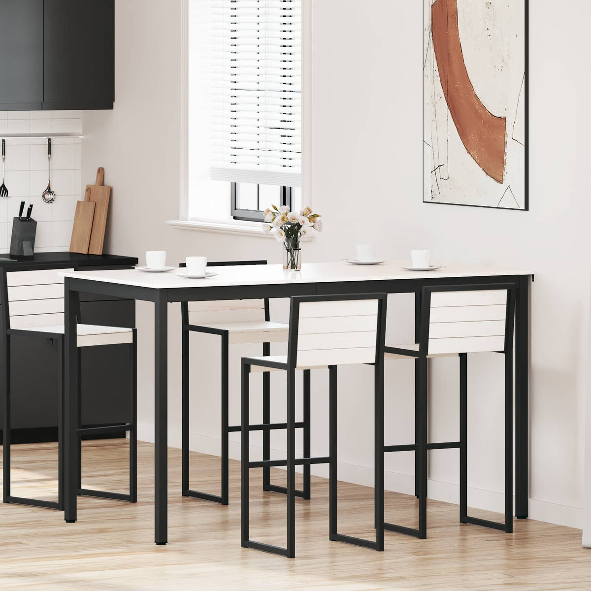Bar Table Solid Pine Wood White 180 cm 90 cm