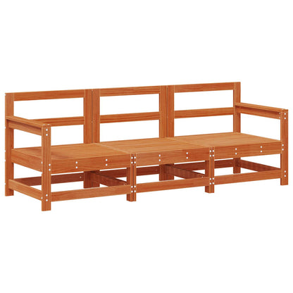 vidaXL Sectional Sofa Units 3 Piece Wax Brown Solid Pine Wood 2