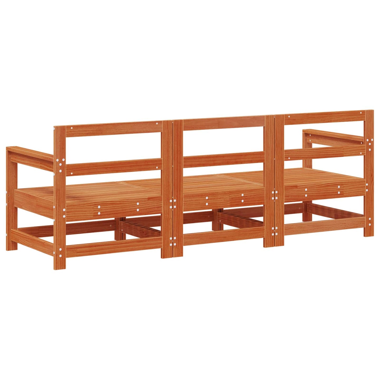 vidaXL Sectional Sofa Units 3 Piece Wax Brown Solid Pine Wood 5