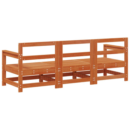 vidaXL Sectional Sofa Units 3 Piece Wax Brown Solid Pine Wood 5