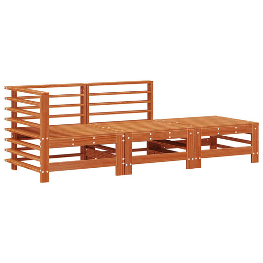 vidaXL Sectional Sofa Units 3 Piece Wax Brown Solid Pine Wood 2
