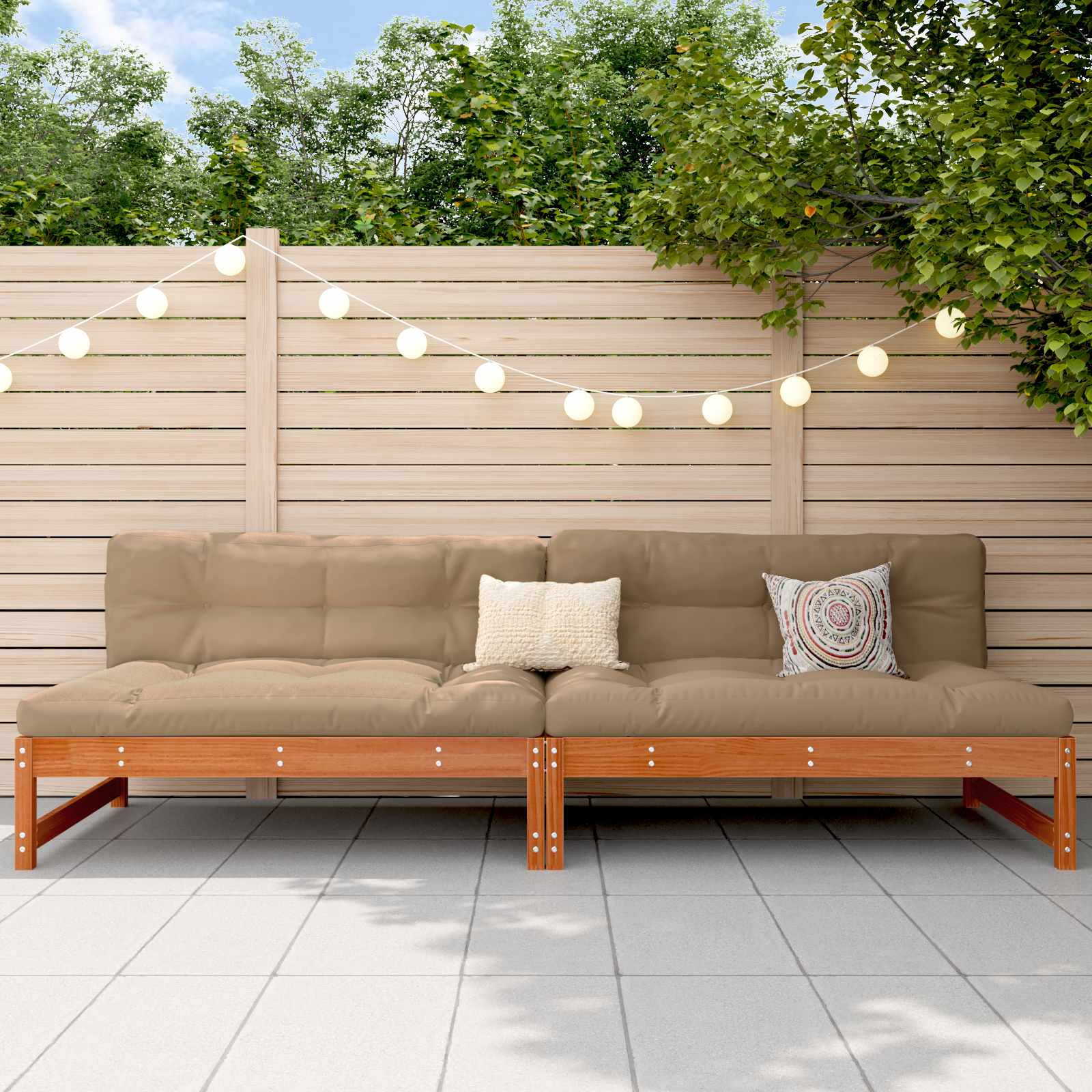 vidaXL Garden Middle Sofa Solid Pine Wood Wax Brown 240 x 84 x 70 cm 1