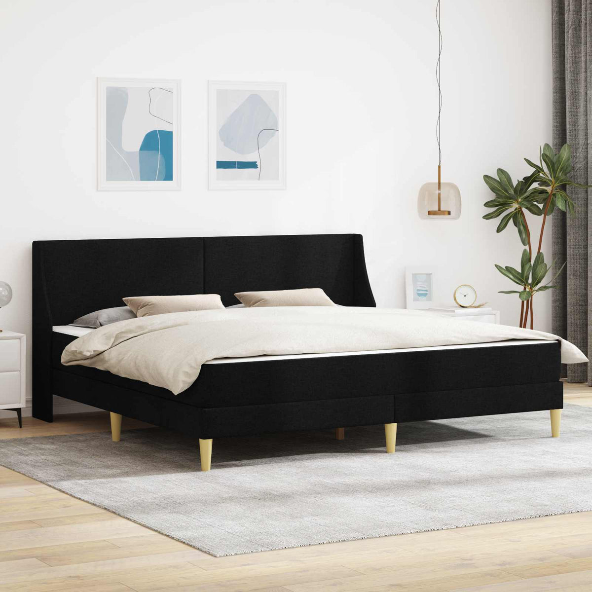 vidaXL Bed Frame with Mattress Black 180 x 200 cm Fabric 1