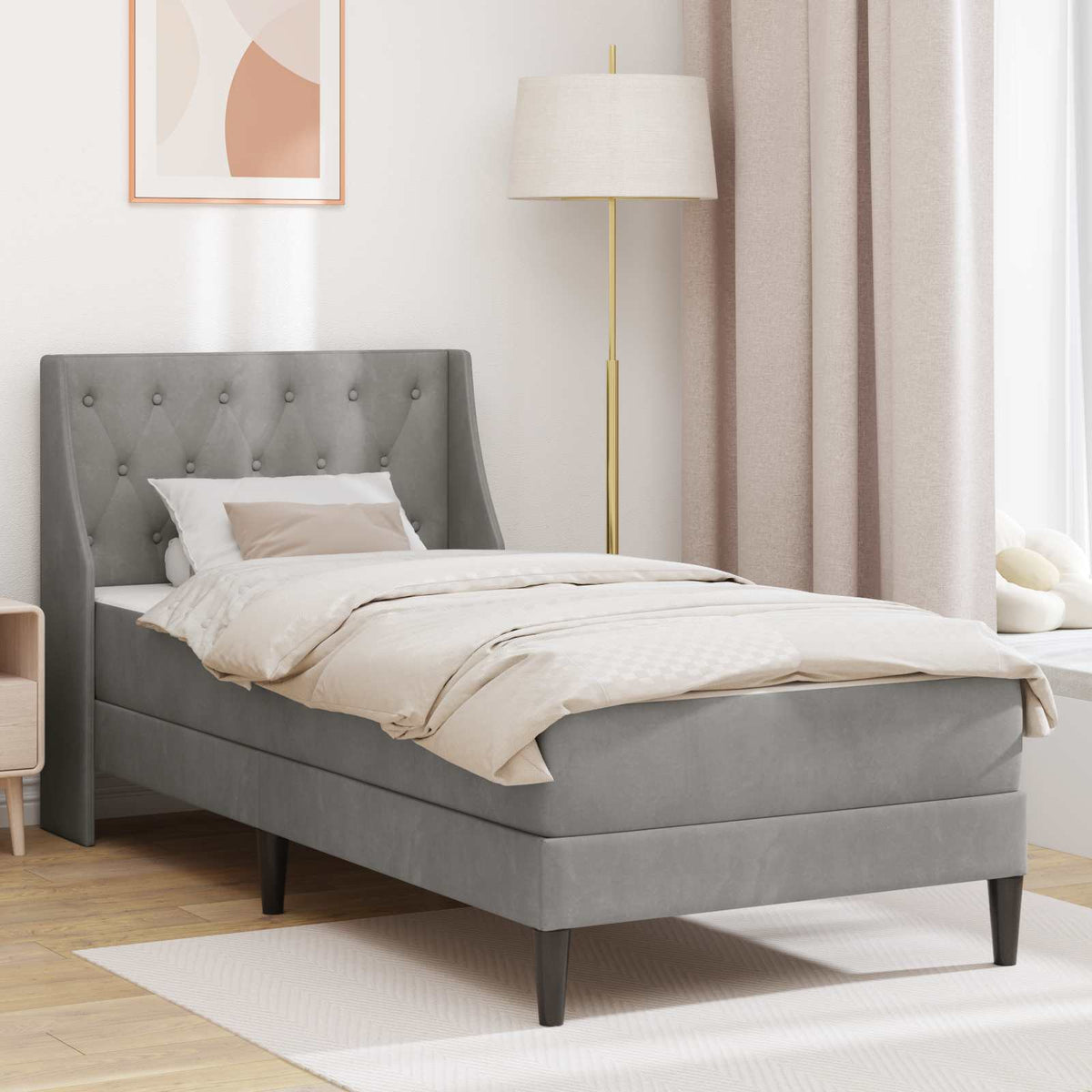 vidaXL Bed Frame with Mattress 90 x 190 cm Velvet