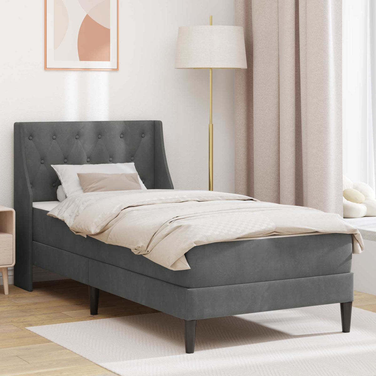 vidaXL Bed Frame with Mattress 90 x 190 cm Velvet
