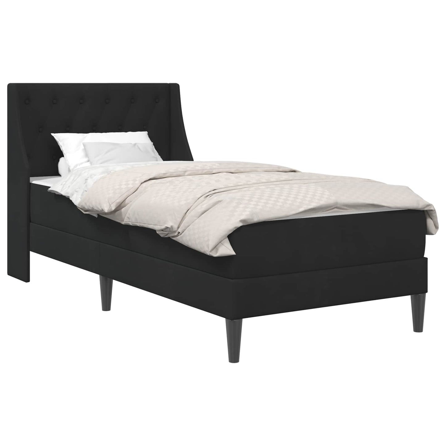 vidaXL Bed Frame with Mattress with Headboard Black 90 x 190 cm Velvet 2