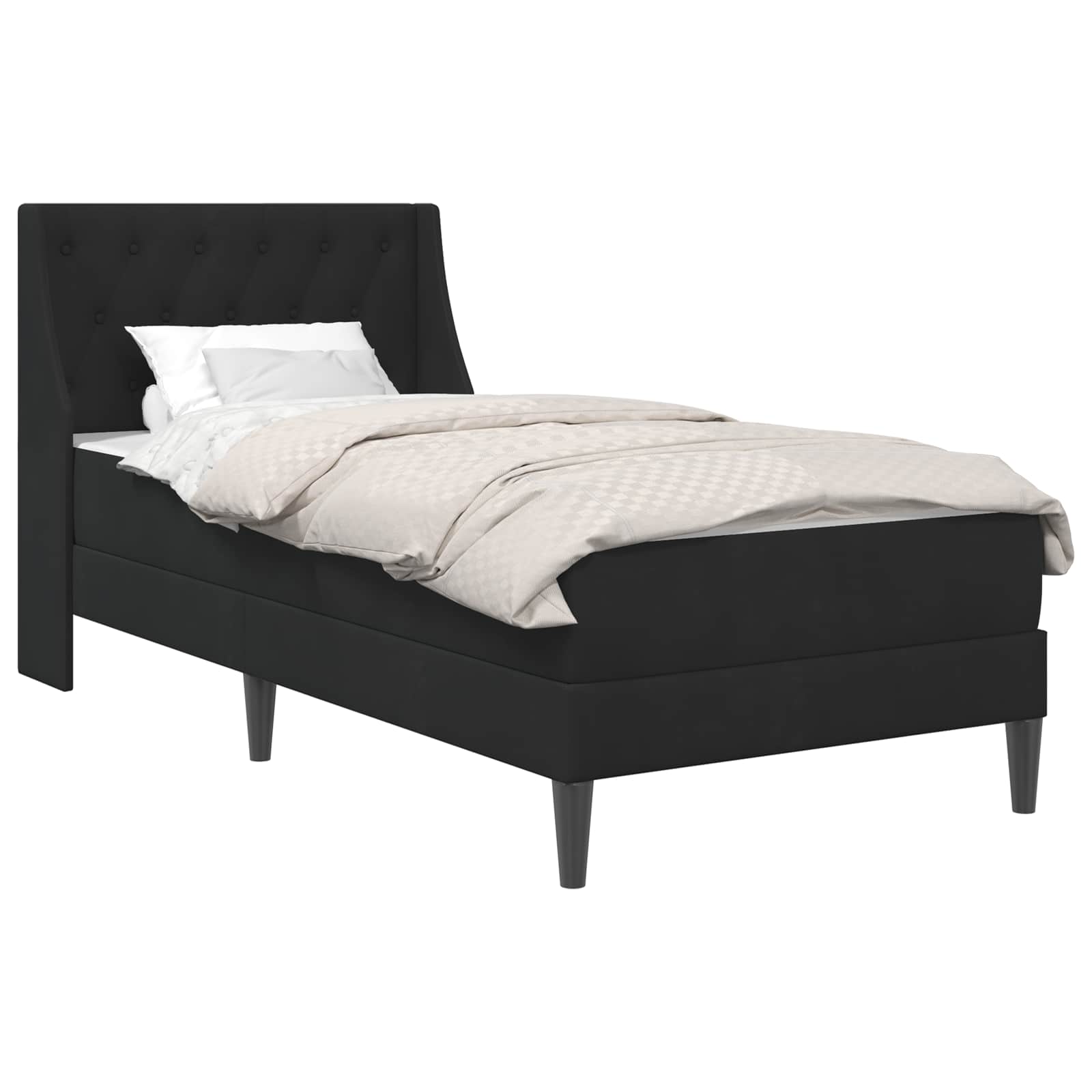 vidaXL Bed Frame with Mattress with Headboard Black 90 x 190 cm Velvet 2