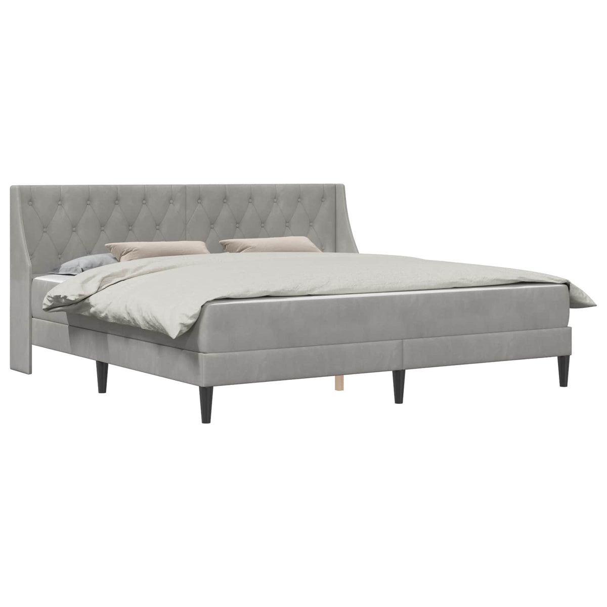 Bed Frame with Mattress 90 x 190 cm Velvet Light grey 6FT Super King Size