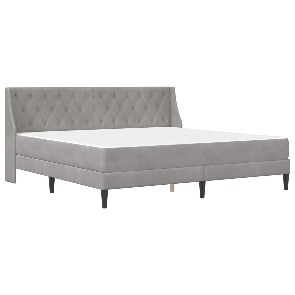 Bed Frame with Mattress 90 x 190 cm Velvet Light grey 6FT Super King Size