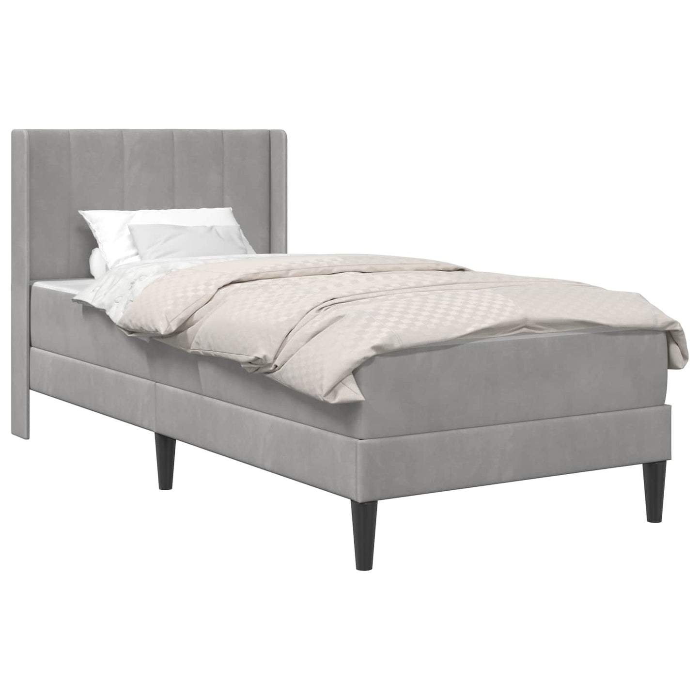vidaXL Bed Frame with Mattress Light Grey 90 x 190 cm Velvet 2