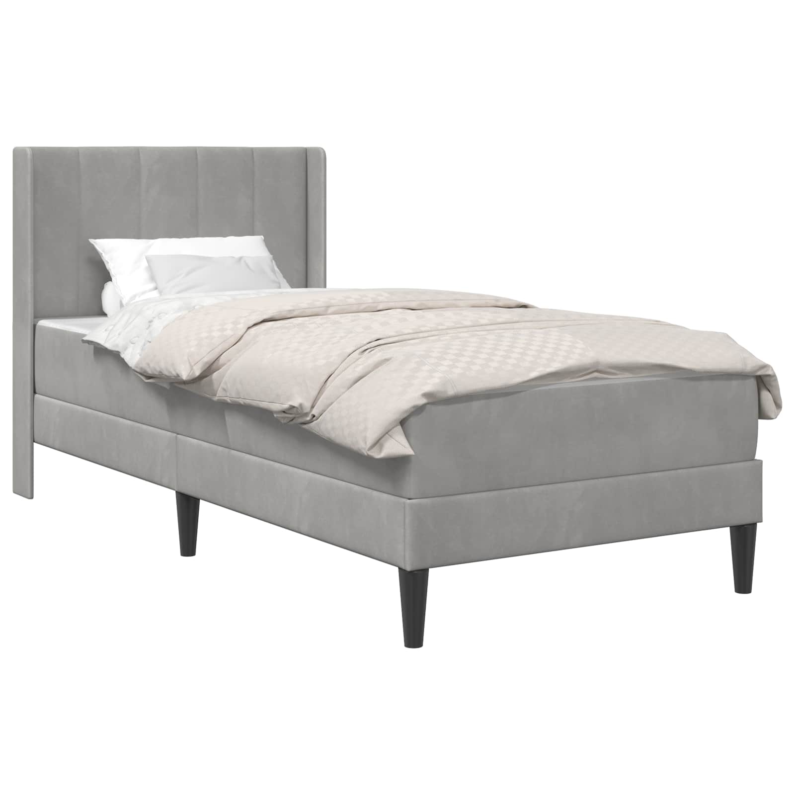 vidaXL Bed Frame with Mattress Light Grey 90 x 190 cm Velvet 2
