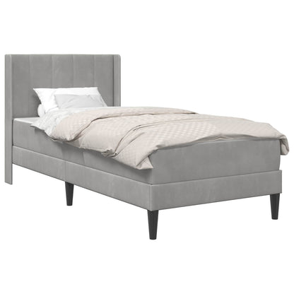 vidaXL Bed Frame with Mattress Light Grey 90 x 190 cm Velvet 2