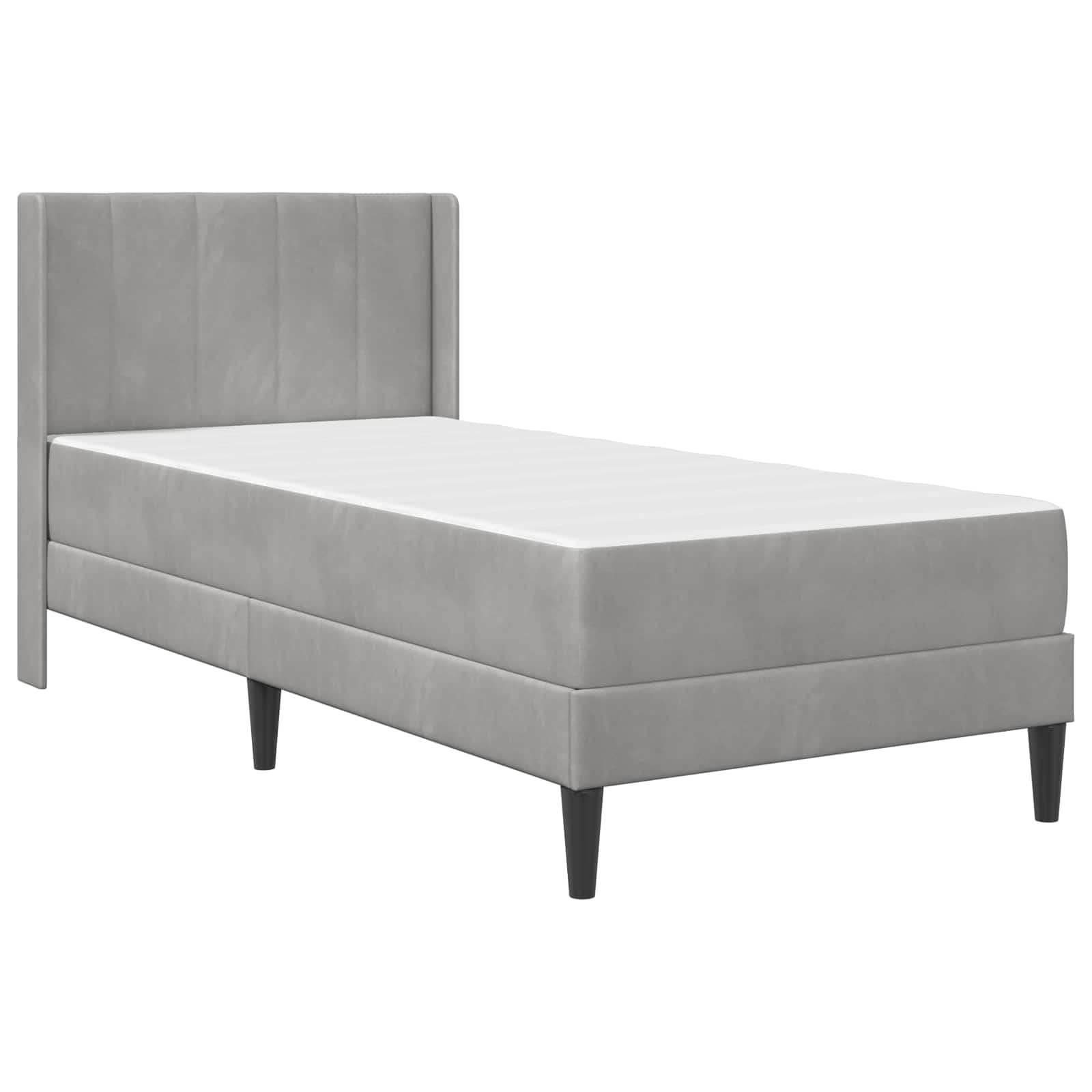 vidaXL Bed Frame with Mattress Light Grey 90 x 190 cm Velvet 3