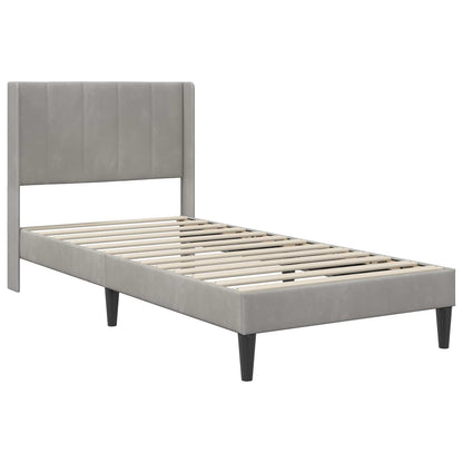 vidaXL Bed Frame with Mattress Light Grey 90 x 190 cm Velvet 4
