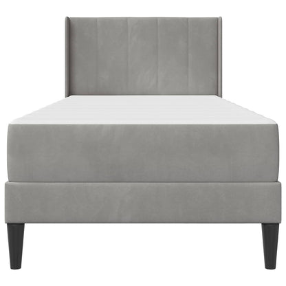 vidaXL Bed Frame with Mattress Light Grey 90 x 190 cm Velvet 6