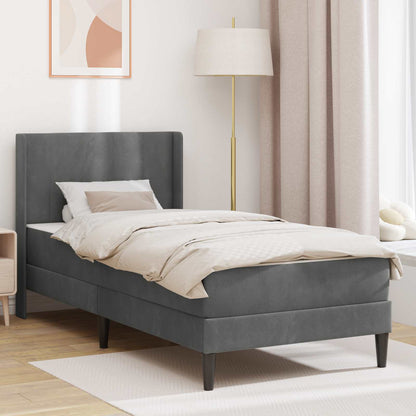 vidaXL Bed Frame with Mattress Dark Grey 90 x 190 cm Velvet 1