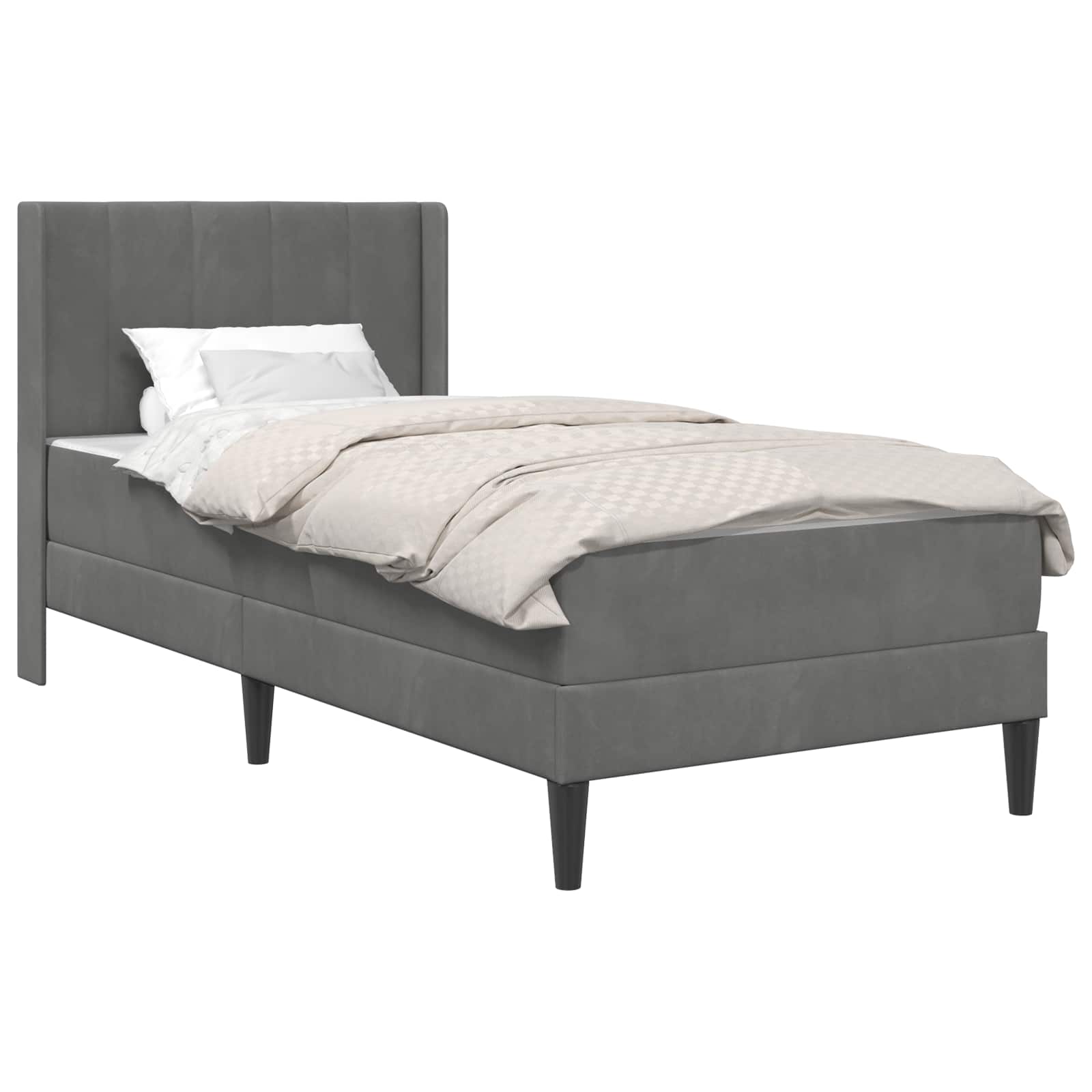 vidaXL Bed Frame with Mattress Dark Grey 90 x 190 cm Velvet 2