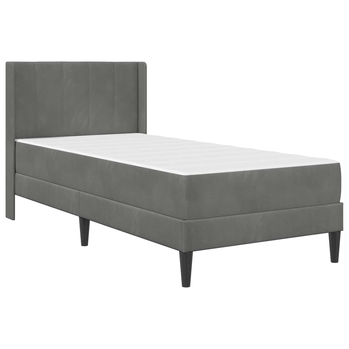 vidaXL Bed Frame with Mattress Dark Grey 90 x 190 cm Velvet 3