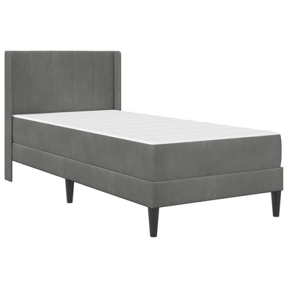 vidaXL Bed Frame with Mattress Dark Grey 90 x 190 cm Velvet 3