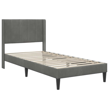 vidaXL Bed Frame with Mattress Dark Grey 90 x 190 cm Velvet 4