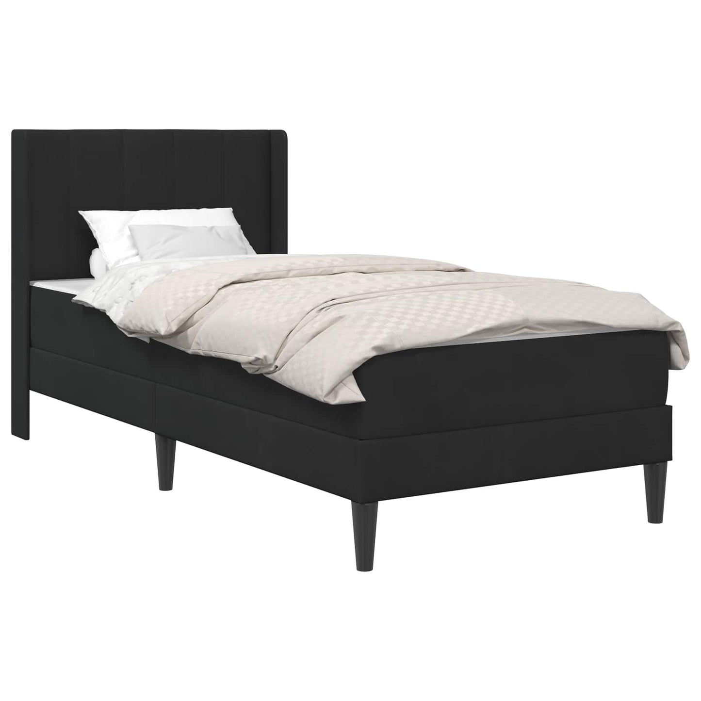 vidaXL Bed Frame with Mattress with Headboard Black 90 x 190 cm Velvet 2