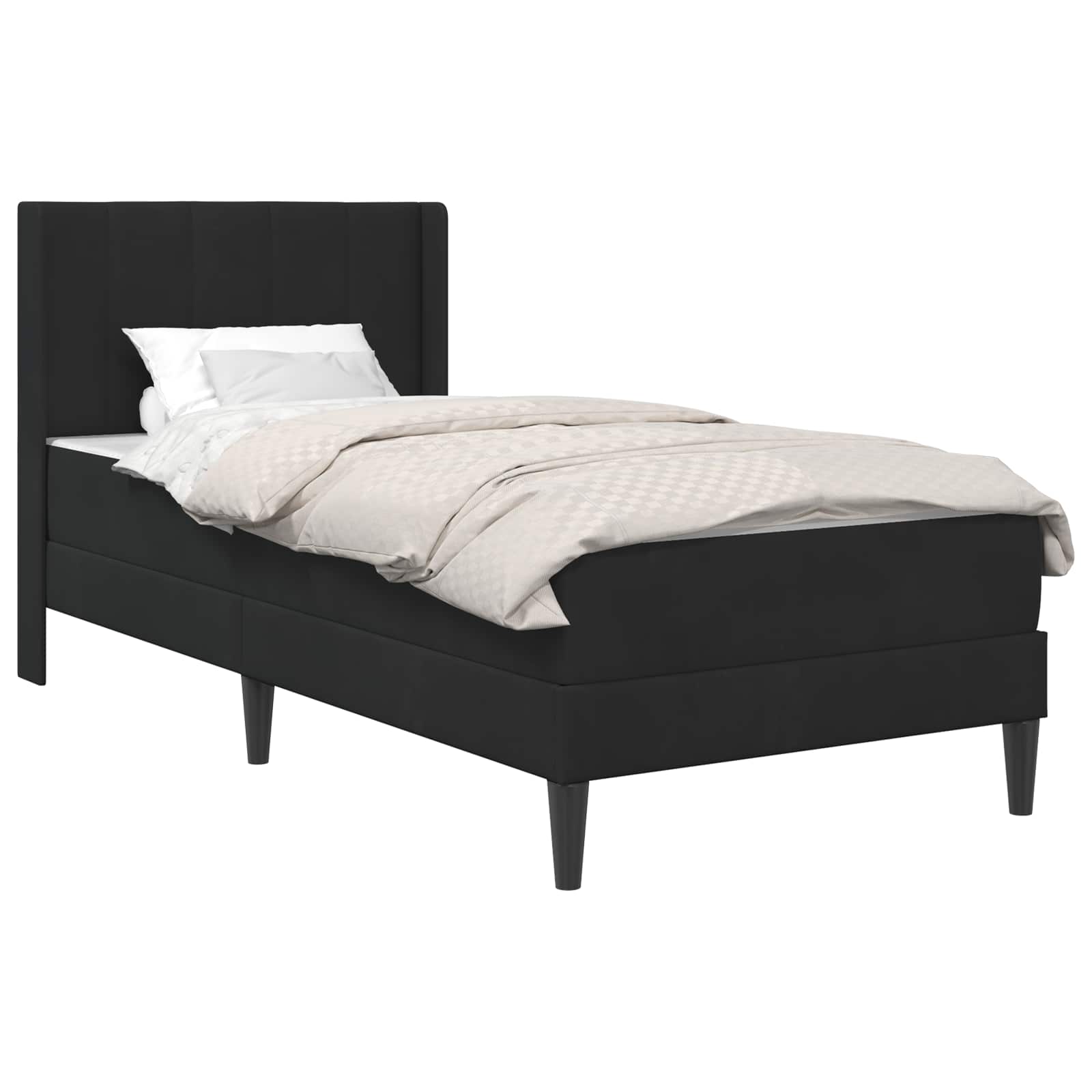 vidaXL Bed Frame with Mattress with Headboard Black 90 x 190 cm Velvet 2