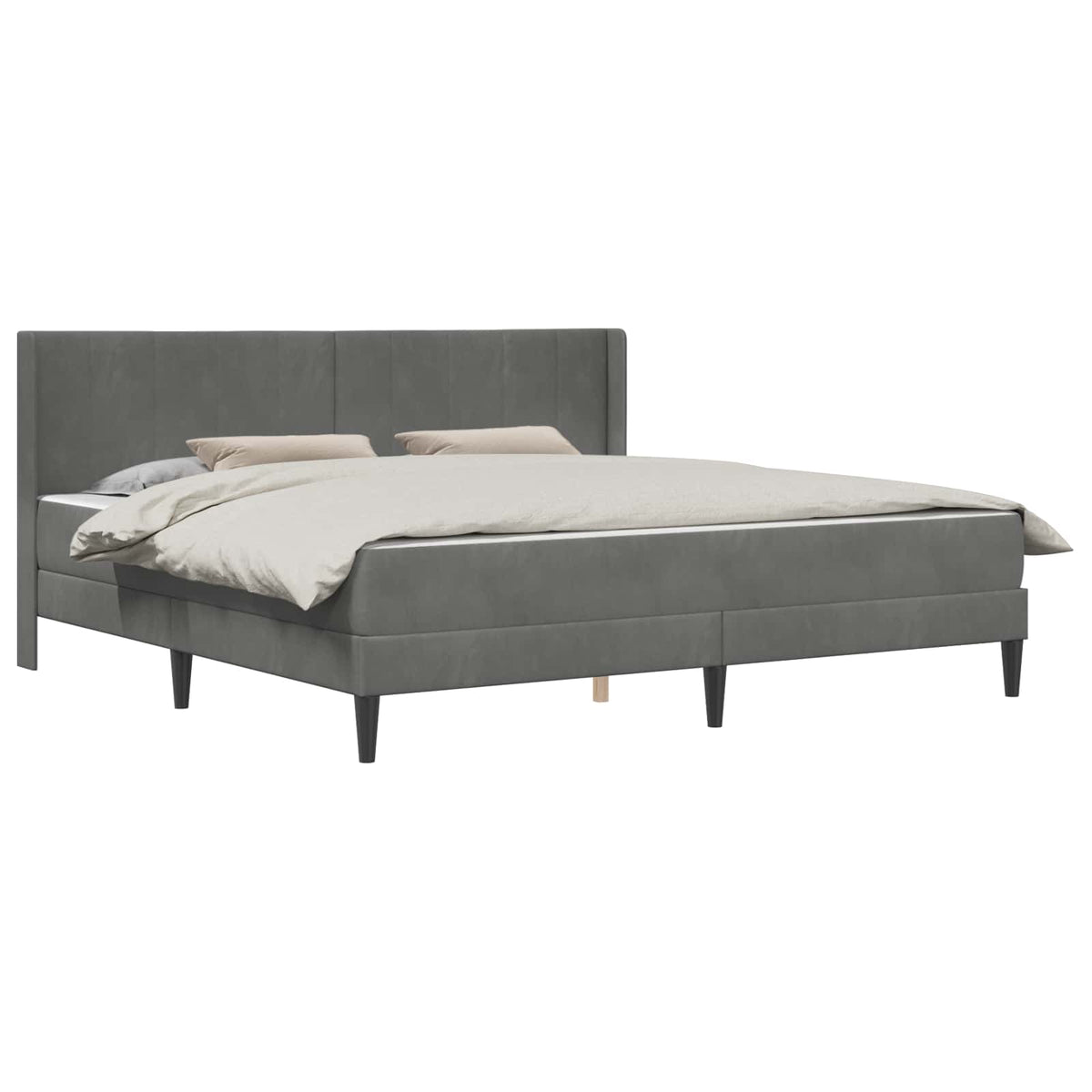 vidaXL Bed Frame with Mattress Dark Grey 180 x 200 cm Velvet 2