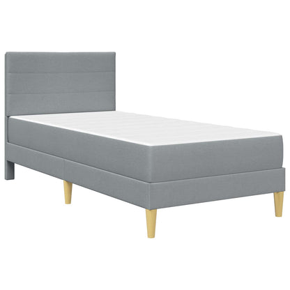 vidaXL Bed Frame with Mattress Light Grey 90 x 190 cm Fabric 3