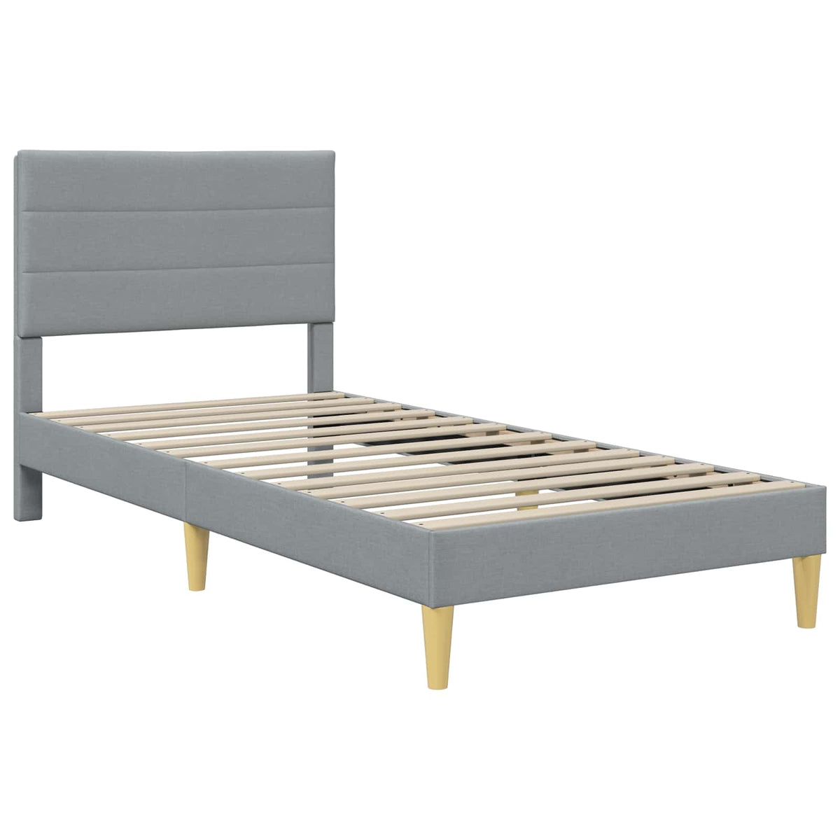 vidaXL Bed Frame with Mattress Light Grey 90 x 190 cm Fabric 4