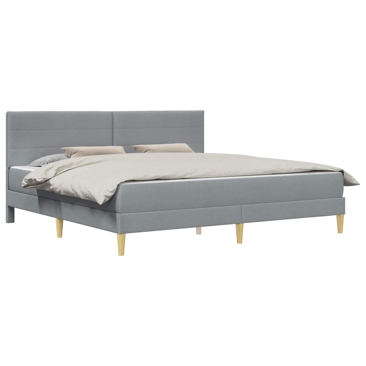vidaXL Bed Frame with Mattress Light Grey 180 x 200 cm Fabric 2
