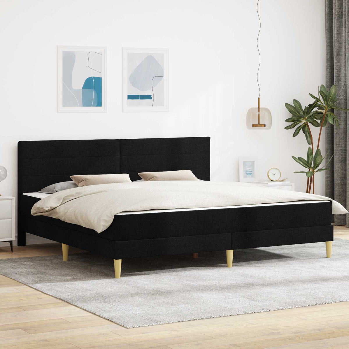 vidaXL Bed Frame with Mattress Black 180 x 200 cm Fabric 1